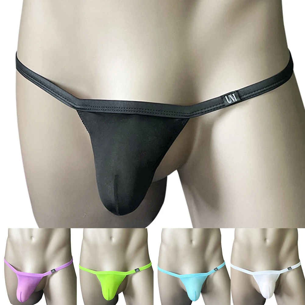 Men Sexy Briefs Low Rise Thong G-String Underwear T Back Crotchless Lifting Ring Panties Thin Underpant