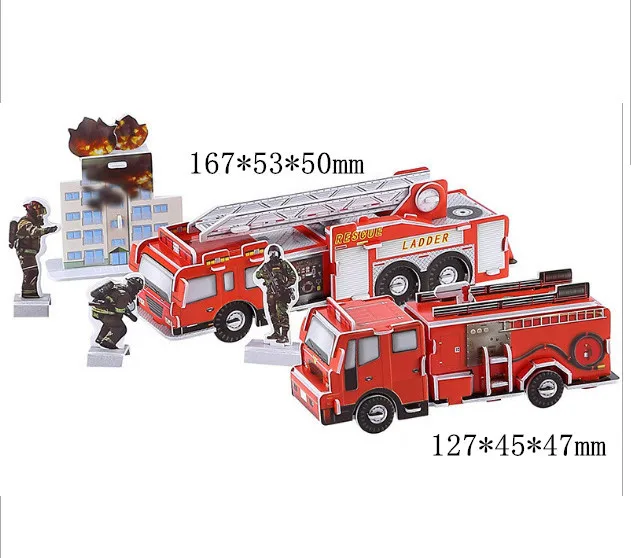 3D Vehicle Paper Puzzle Police Car Fire Truck Swat Trailer Plane Tank Educational Toy Gift For Boy Girl Children