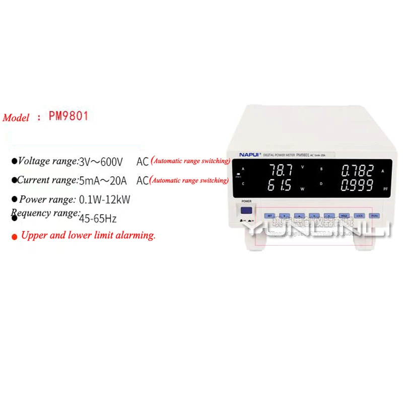 LED Electric Parameter Measuring Instrument Napu AC Power Meter AC / DC Harmonic Communication Measuring Equipment PM9801