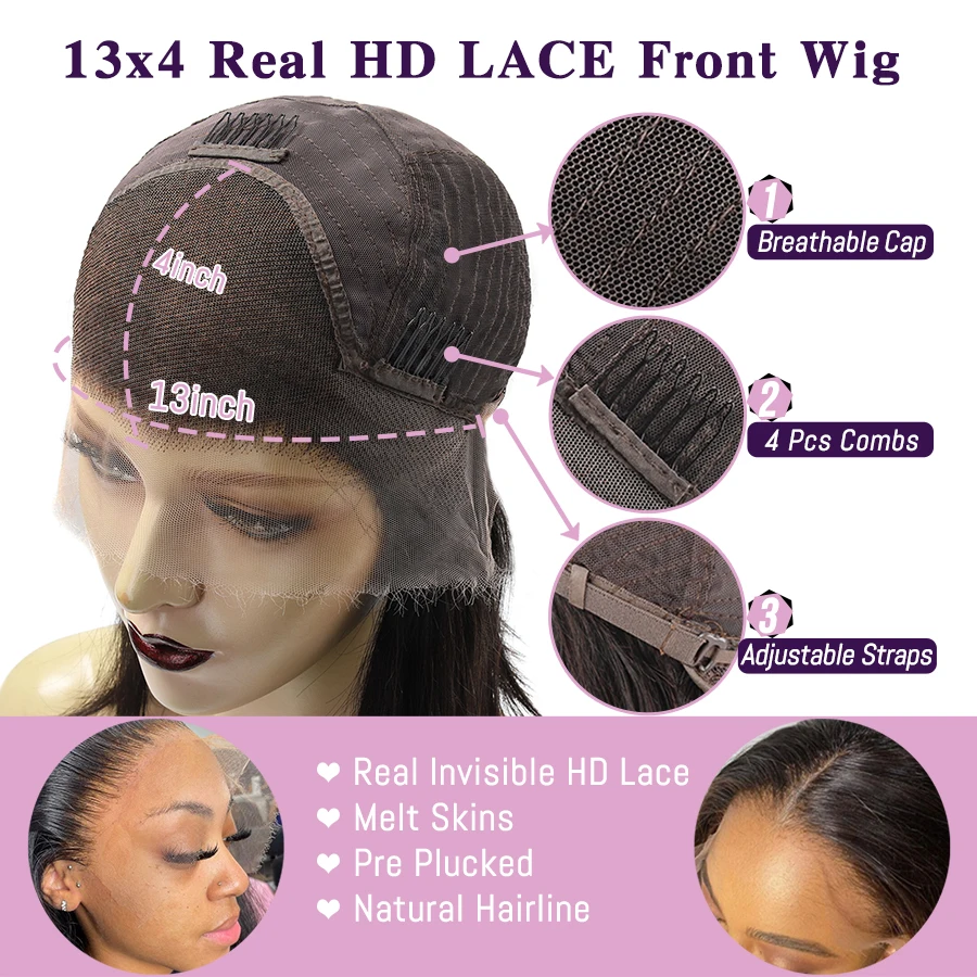 Wow Angel 250% 13x4 HD parrucche anteriori in pizzo sciolgono tutte le pelli parrucche dell'onda del corpo parrucche in pizzo per capelli umani parrucche Glueless Pre pizzicate per donna