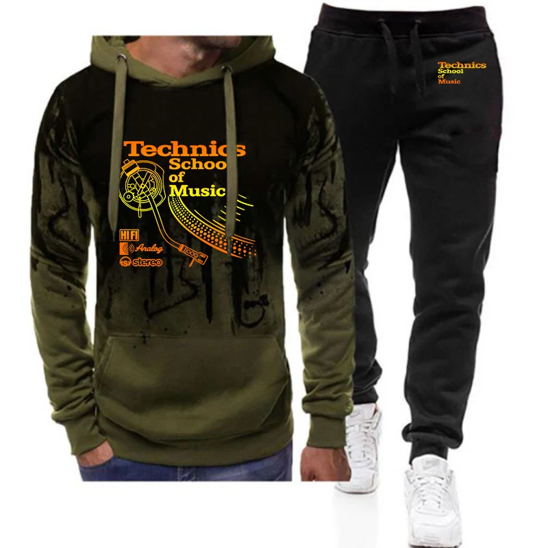 Мужская толстовка с капюшоном Technics Logo Dj Music + повседневные спортивные брюки, осенне-зимняя повседневная толстовка, спортивный костюм, толстовки с капюшоном