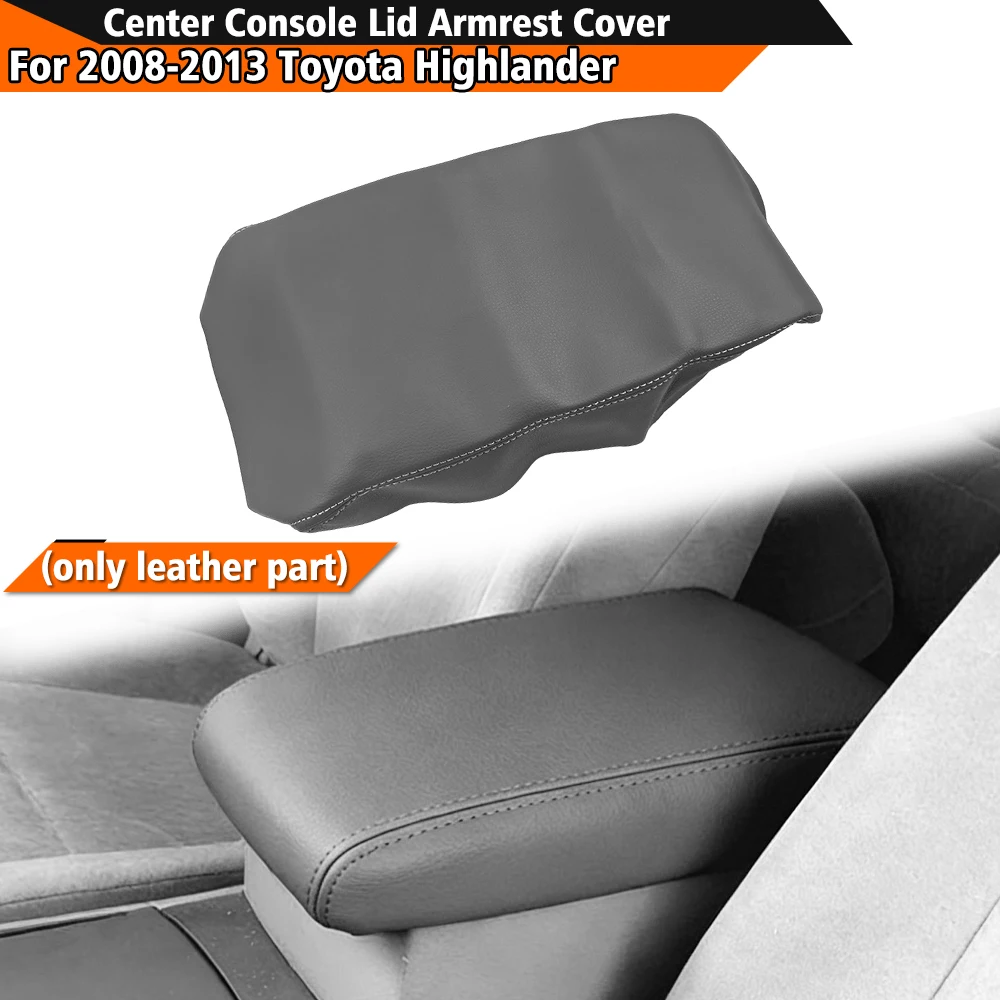 

Car Armrest Microfiber Leather Center Console Arm Rest Storage Box Lid Cover Accessories Gray For Toyota Highlander 2008-2013