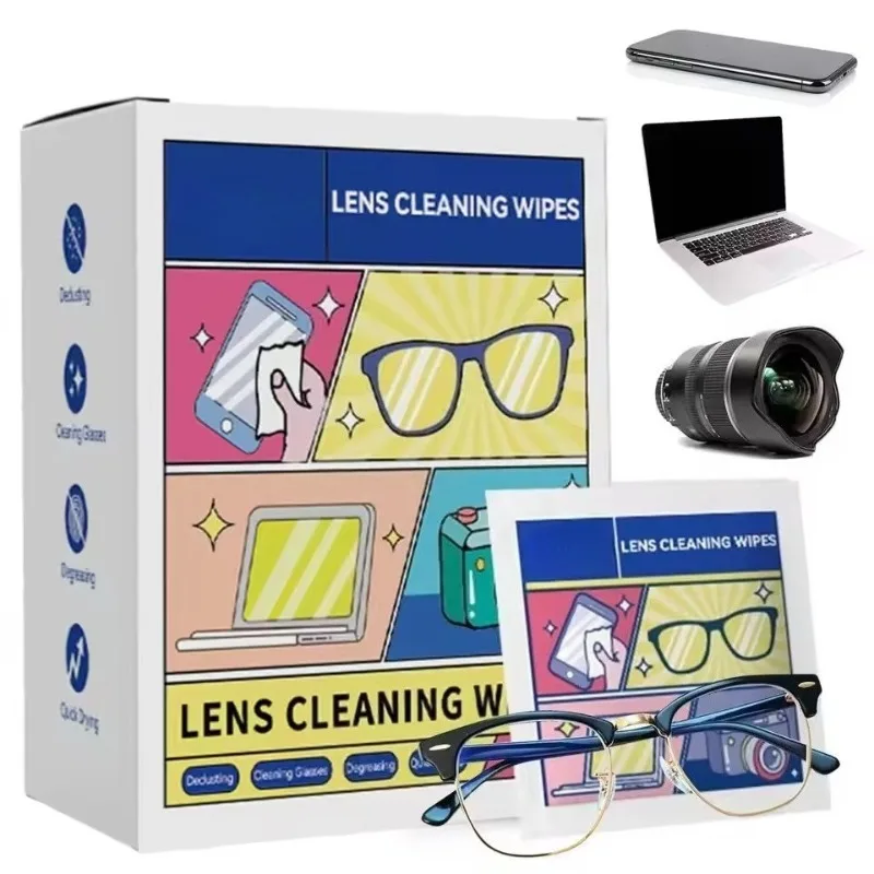 100/200pcs Disposable Lens Cleaning Wipes Cleaning Metal Jewelry Wipes Lens Sunglasses Phone Screen Camera Lens Cleaning Tools