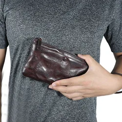 AETOO Original handmade head layer cowhide long purse vintage wrinkled leather clutch trendy mobile phone bag buckle money clip