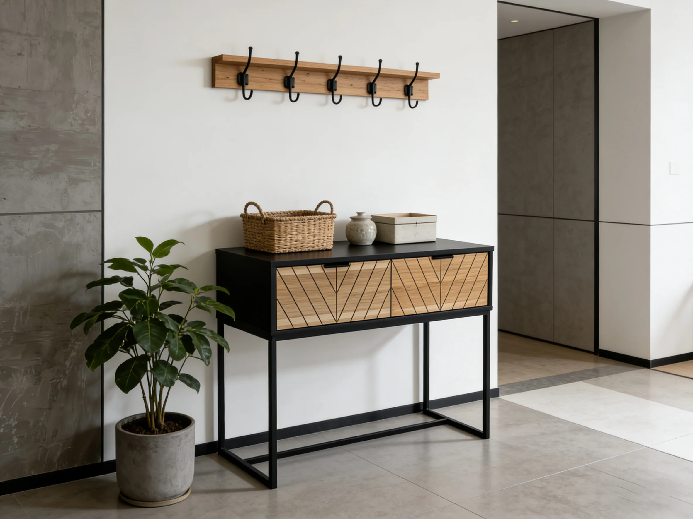 

！@Combohome BLACK Concern Table with 2 Drawers and Silent Slide Rail,Modern MDF Console Table for Living Room