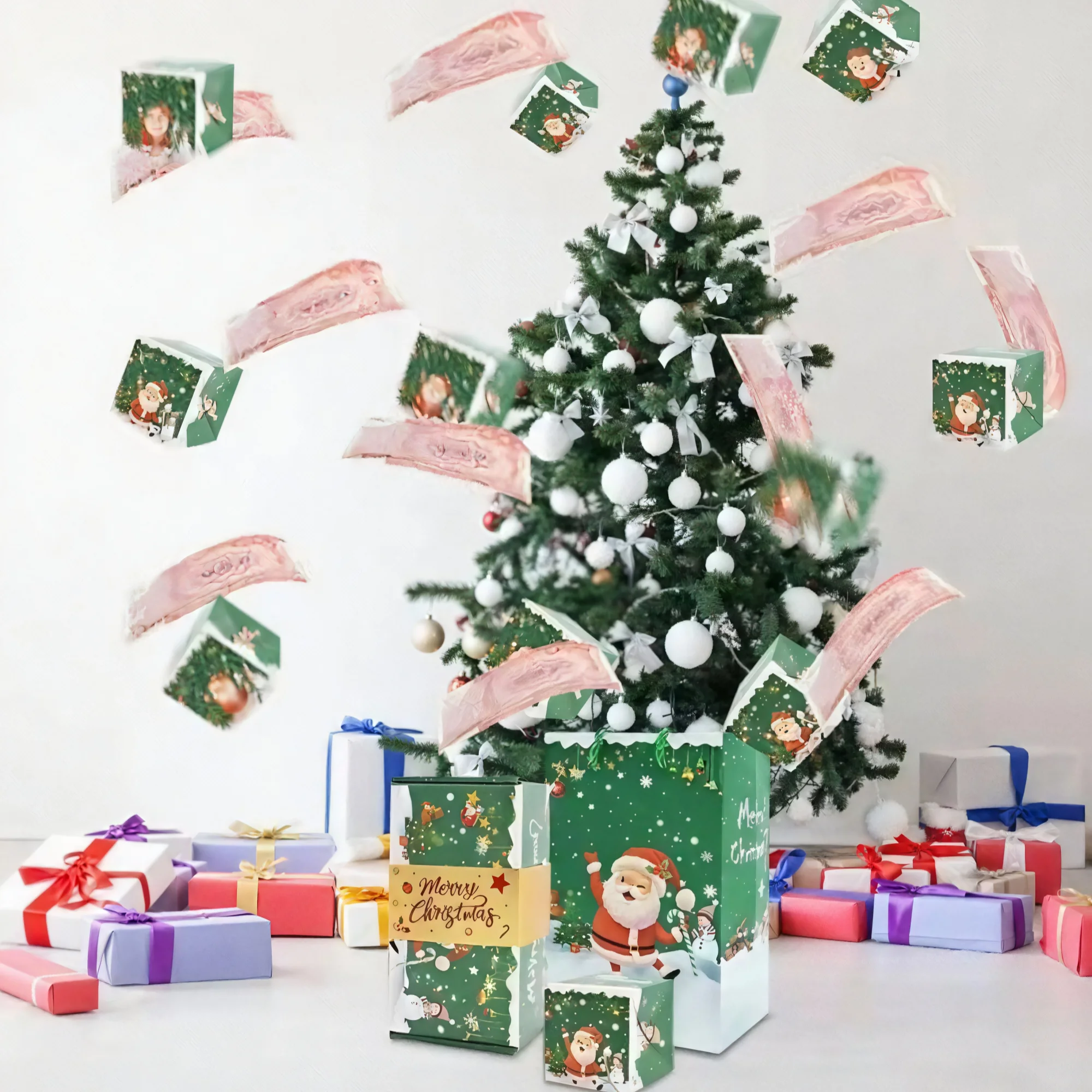 green Christmas Gift Box DIY FoldinggreenSurpriseGift Box Money Pop Up Merry Christmas Surprise Gift Box Christmas New Year Gift