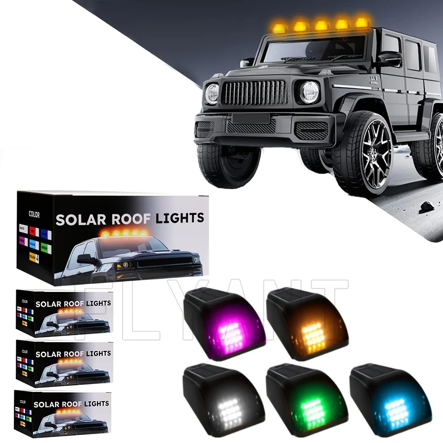 Portable Solar LED Smoke Roof Marker Light Kit - Bright Durable Components Cab Roof Marker Lights, Smoke Roof Run Top Marker Light Kit, LED Roof Lights for Trucks, Pickups And Cab Markers 2003-20181500, 2500, 3500, 4500, 5500Car Accessories Car Decor