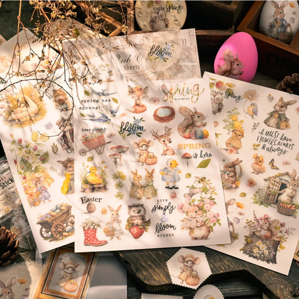 KSCRAFT 3 sheets A5 Cute Rub On Sticker Scrapbooking Junk Journal Crafts Transfer Stickers DIY Photo Albums Decorative
