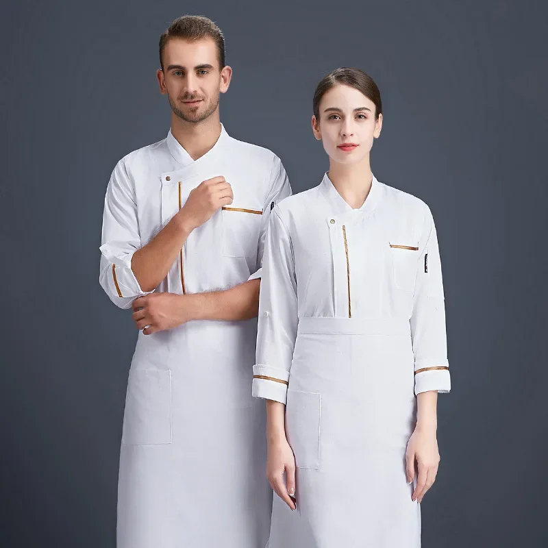 Chef-kok jas met lange mouwen Westers restaurant Brood bakken Hotelkeuken Herfst en winter Chef-werkkleding Koksjas