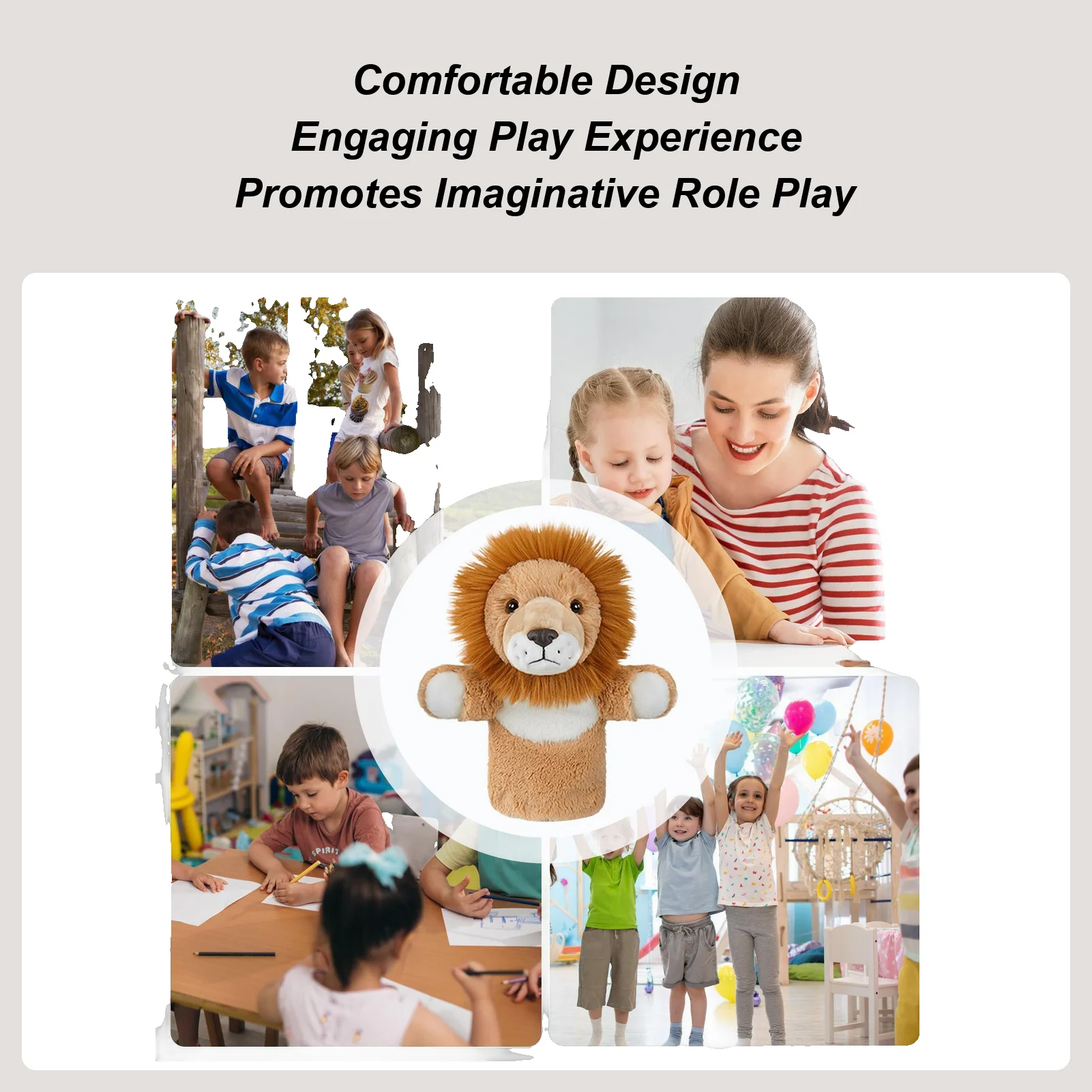 หุ่นมือสัตว์ ตุ๊กตาสิงโต ยีราฟ ของเล่นเล่านิทาน การแสดงบนเวที หุ่นมือสำหรับเด็กชาย เด็กหญิง พ่อแม่ ครู