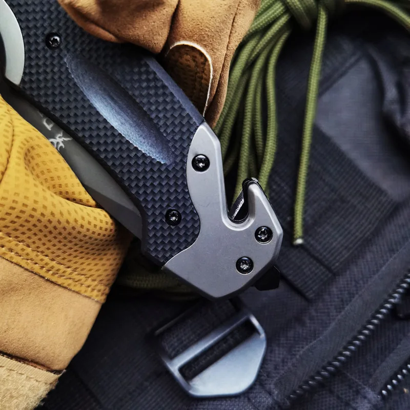 Stainless Steel Folding Pocket Knife Tactical Survival Rescue Multifunction Utility Knife Self Defense Window Breaker