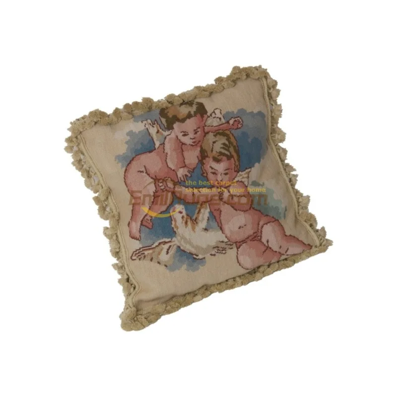 Handcrafted American country wool velvet embroidery pad with hand-woven floral patterns and no core