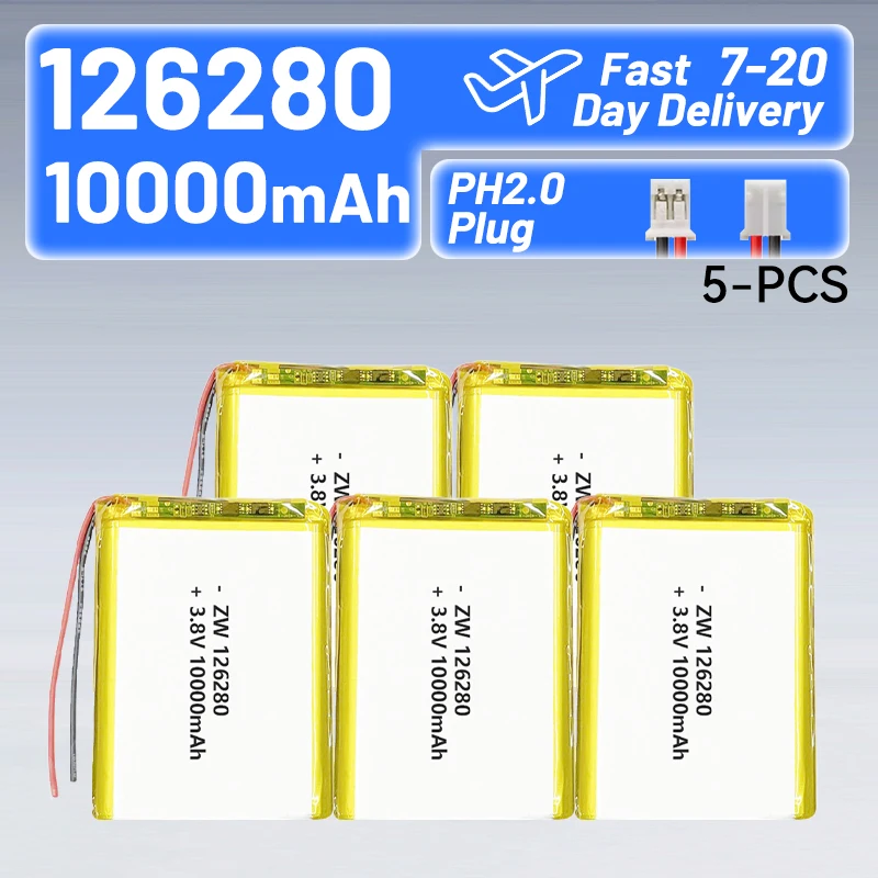 126280 High Capacity 10000mah 3.7V Battery+PCB Protection Board Rechargeable Flat Battery Laptop Batteries Power Bank