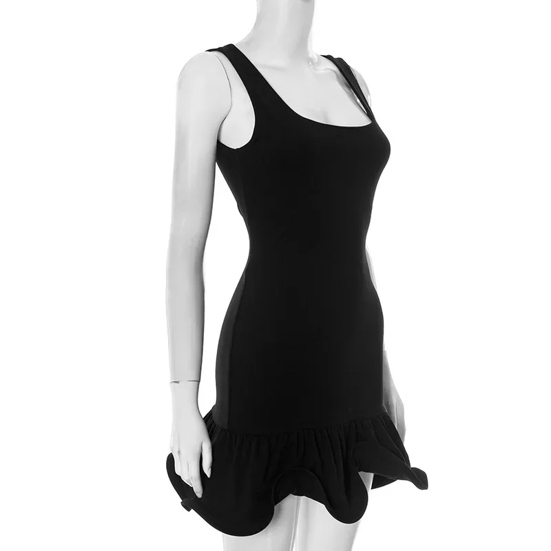 Mini robe débardeur à volants pour femmes, sans manches, Sexy, tenue de soirée, Club, automne hiver, Y2K, Streetwear, moulante, robes de vacances