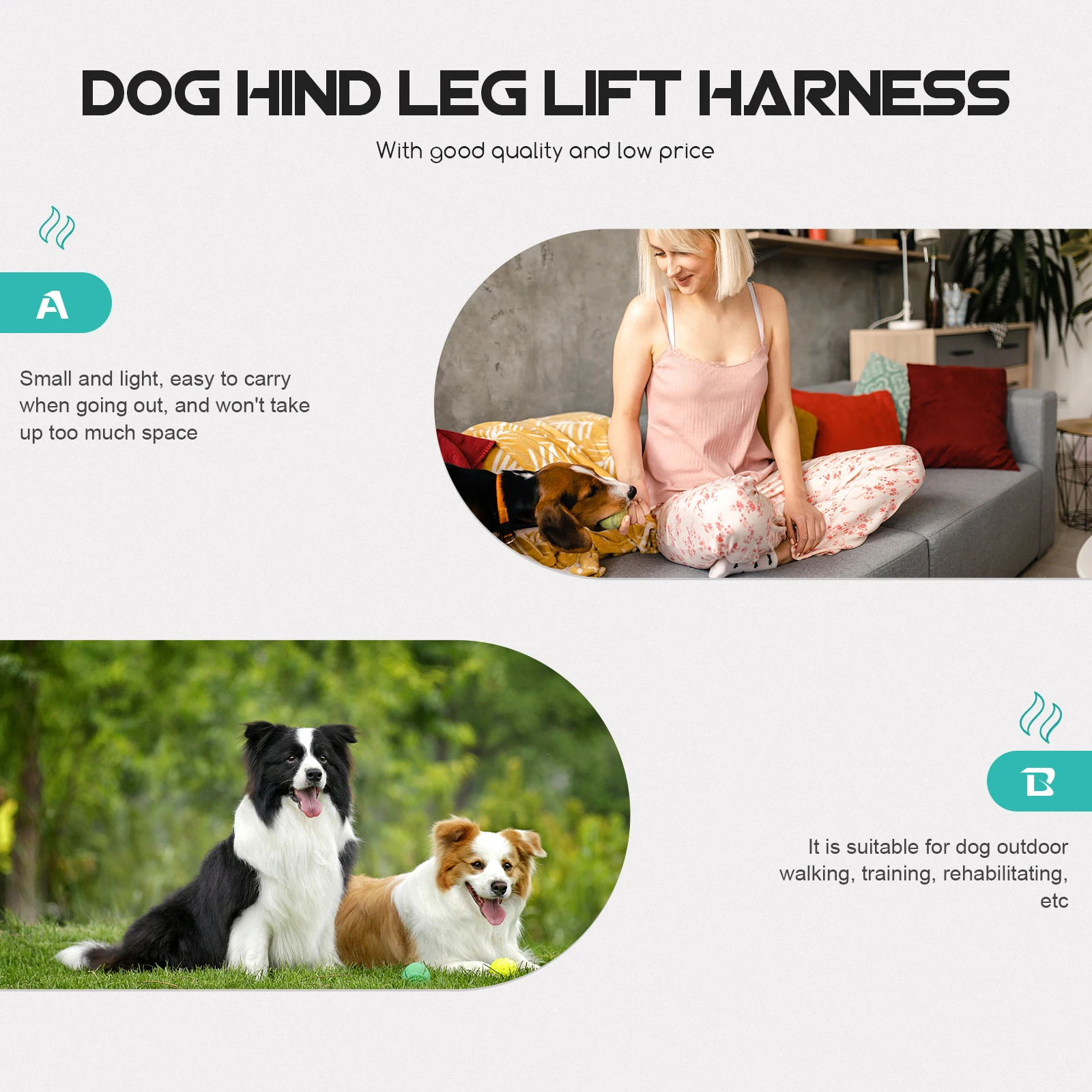 

Dog Back Leg Support Belt Elderly Pet Rehabilitation Legs Fitness Aid Disabled Lifting Small Lightweight Portable