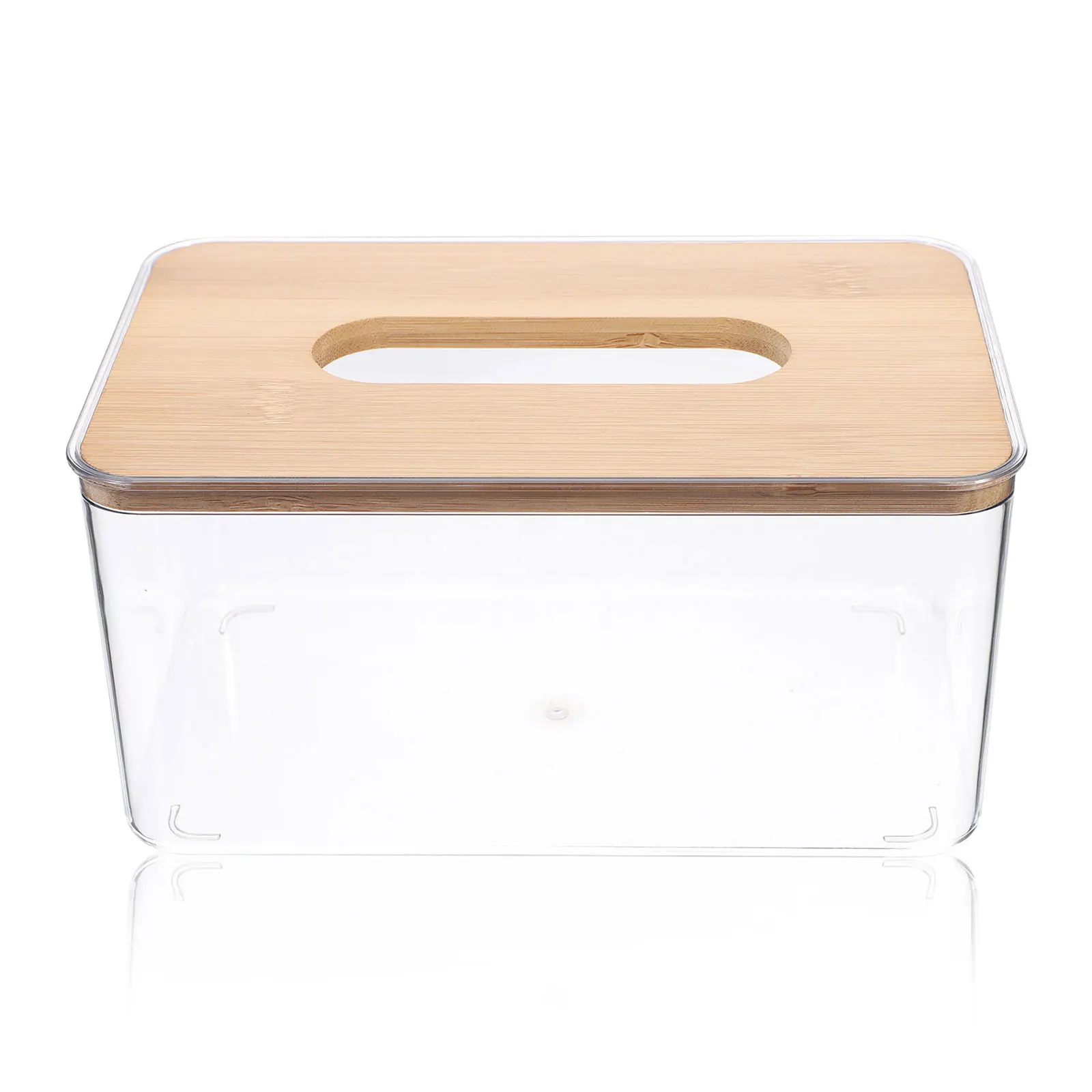 

Napkin Box Tissue Container Holder Decorative Bamboo PET Material Cube Cover Paper Organizer Desktop Car Facial Storage