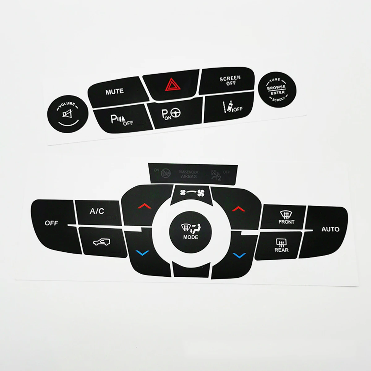 1 Pcs For Jeep Compass 2017-2021 AC Panel Button Sticker - Self-Adhesive Climate Control Decal, Reverse Radar & Hazard Light Fix