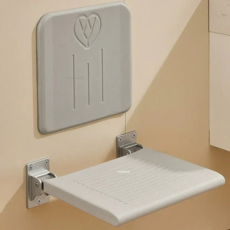 Simple Non-slip Elderly Bathing Special Back Bathroom Chair Folding Wall-mounted Bathroom Seats Shower Chair Changing Shoe Stool