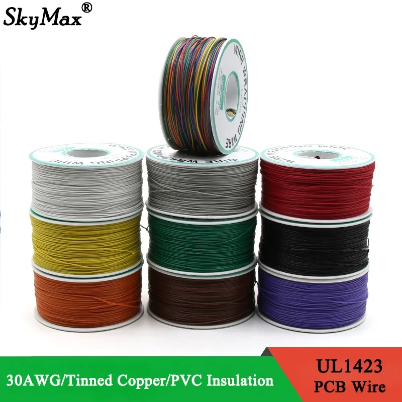 250m/roll 30AWG UL1423 Colored Insulation Cable Copper Core Test Wrapping Wire Tinned Copper PCB Solid Wire Line