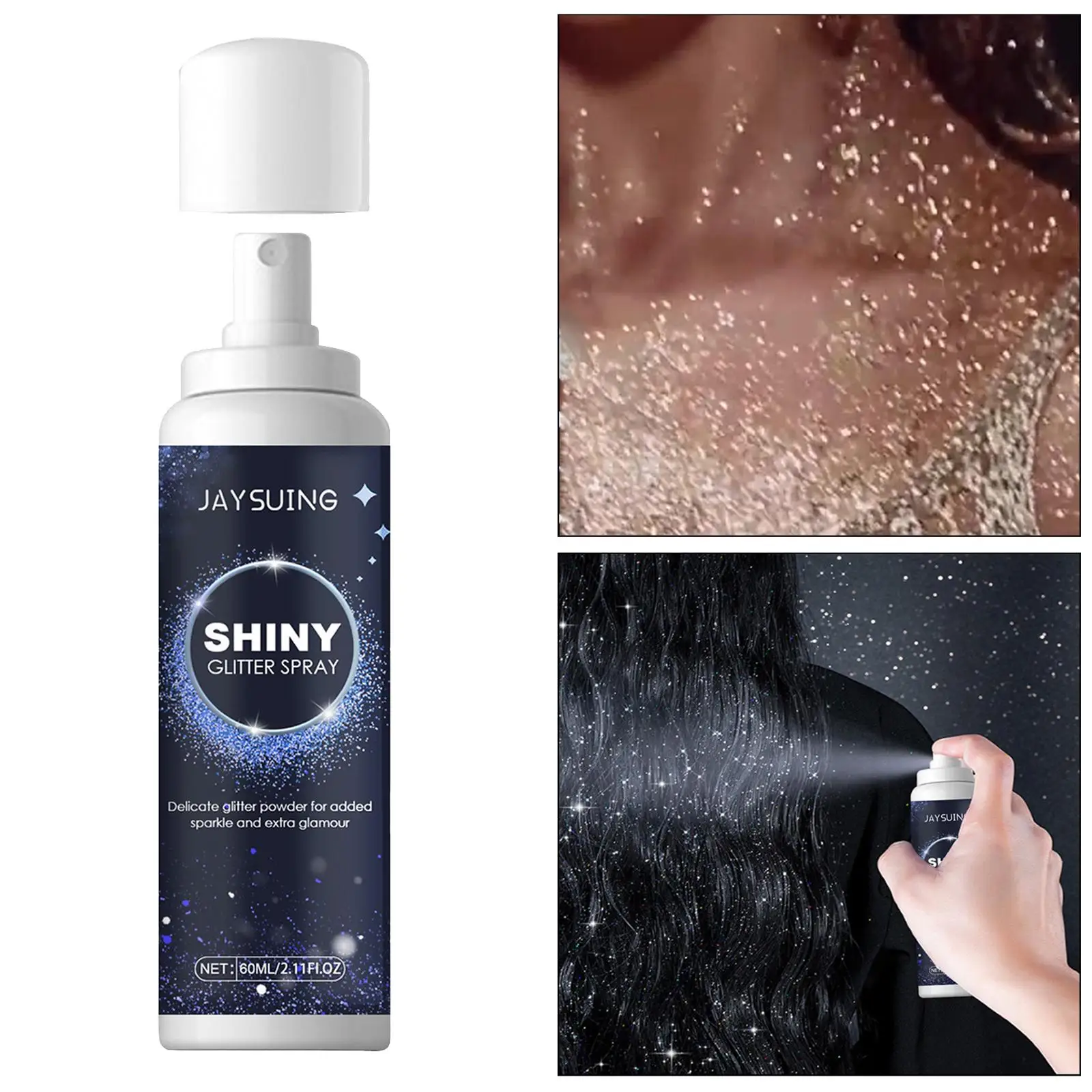 Shiny Glitter Spray Sparkly Shimmery Glow Hair Body Glitter Spray for Nightclub Dating