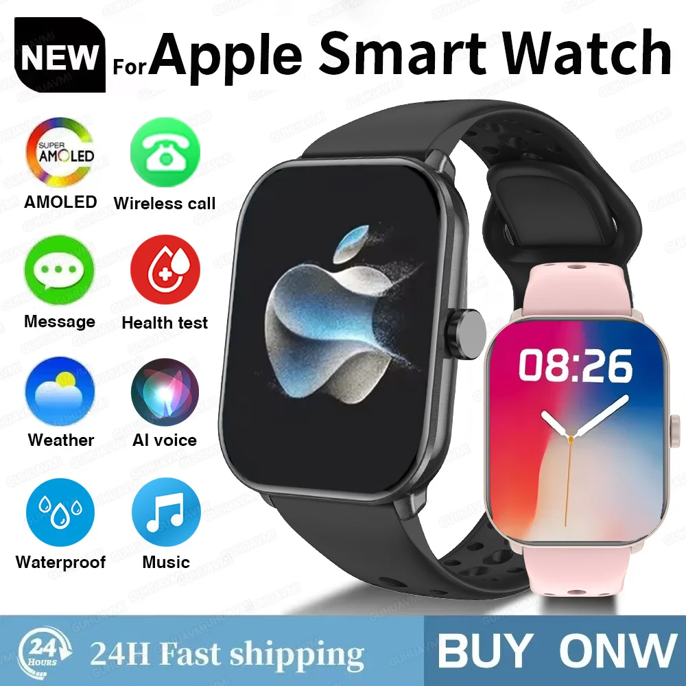 2025 New For Apple Watch Smart Bracelet Men HD AMOLED Display Bluetooth call Voice Heart rate Waterproof Sports Smartwatch Woman