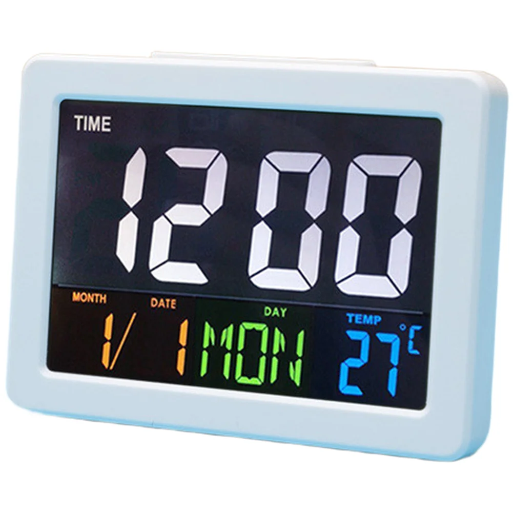 Bedroom Time Display Color LCD Clock For Bedroom Backup External Power Option Bright Backlight For Home Bedroom