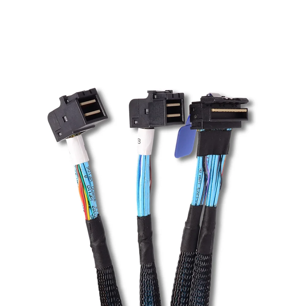 90 Degrees 1/2 Slimline LP SFF-8654 8I TO X2 SFF-8643 One To Two 8654 To 8087 H750 H755 Adapter Date Cable for AI Server Stepped