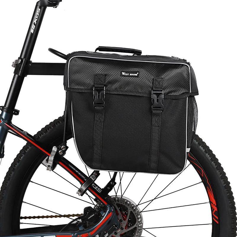 WEST BIKING Bicycle Bag Waterproof Bike Rear Rack Pannier 25-28L Large Capacity Side Bag Cycling MTB Luggage Carrier Trunk Bags