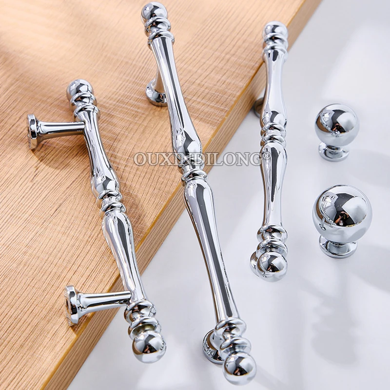 High-end 10PCS Solid Brass Chromed Furniture Pulls Handles Drawer Knobs Cupboard Wardrobe Closet Dresser Wine Cabinet Pulls Knob