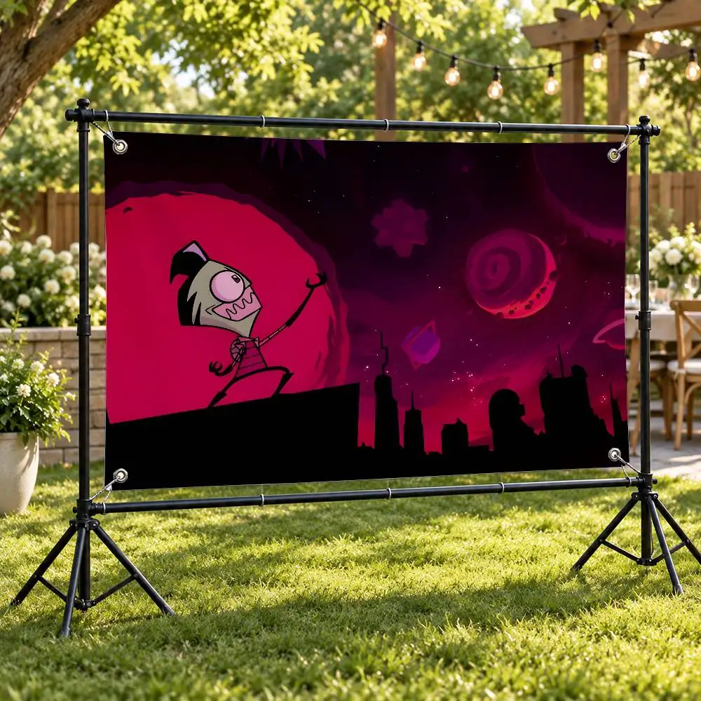 ZIM   Anime I-Invader Z-Zim Aesthetic Wall Tapestry Flag Printed Wall Hanging Living Room Party Outdoor Decor