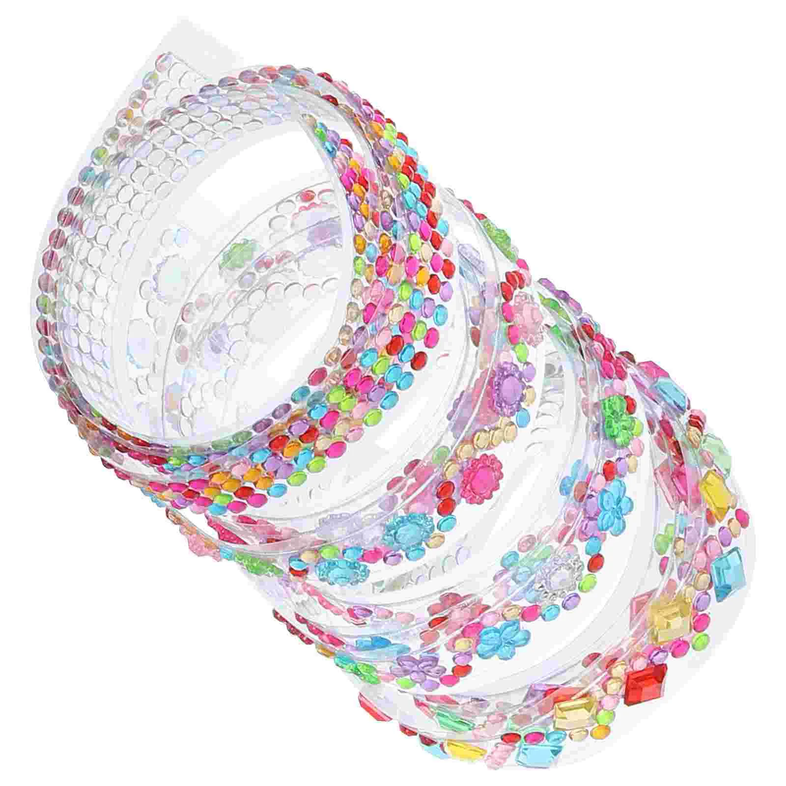 

4 Rolls 50cm Rhinestone Tape Decorative Crystal Adhesive Gemstone Stickers Flowers Dots Sunflower Diamond Shapes for Phone