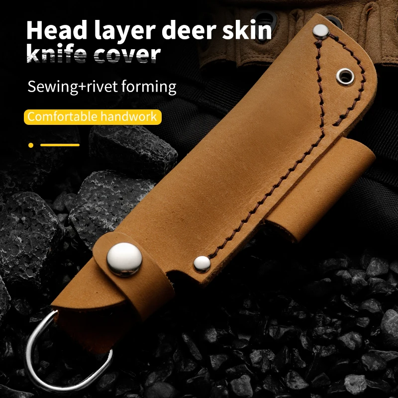 HUANGFU S30V Deer Skin Sheath Outdoor Wildlife Blade Sharp Fixed Blade Hunting Knife Collection Gift Knife Tactical Knife