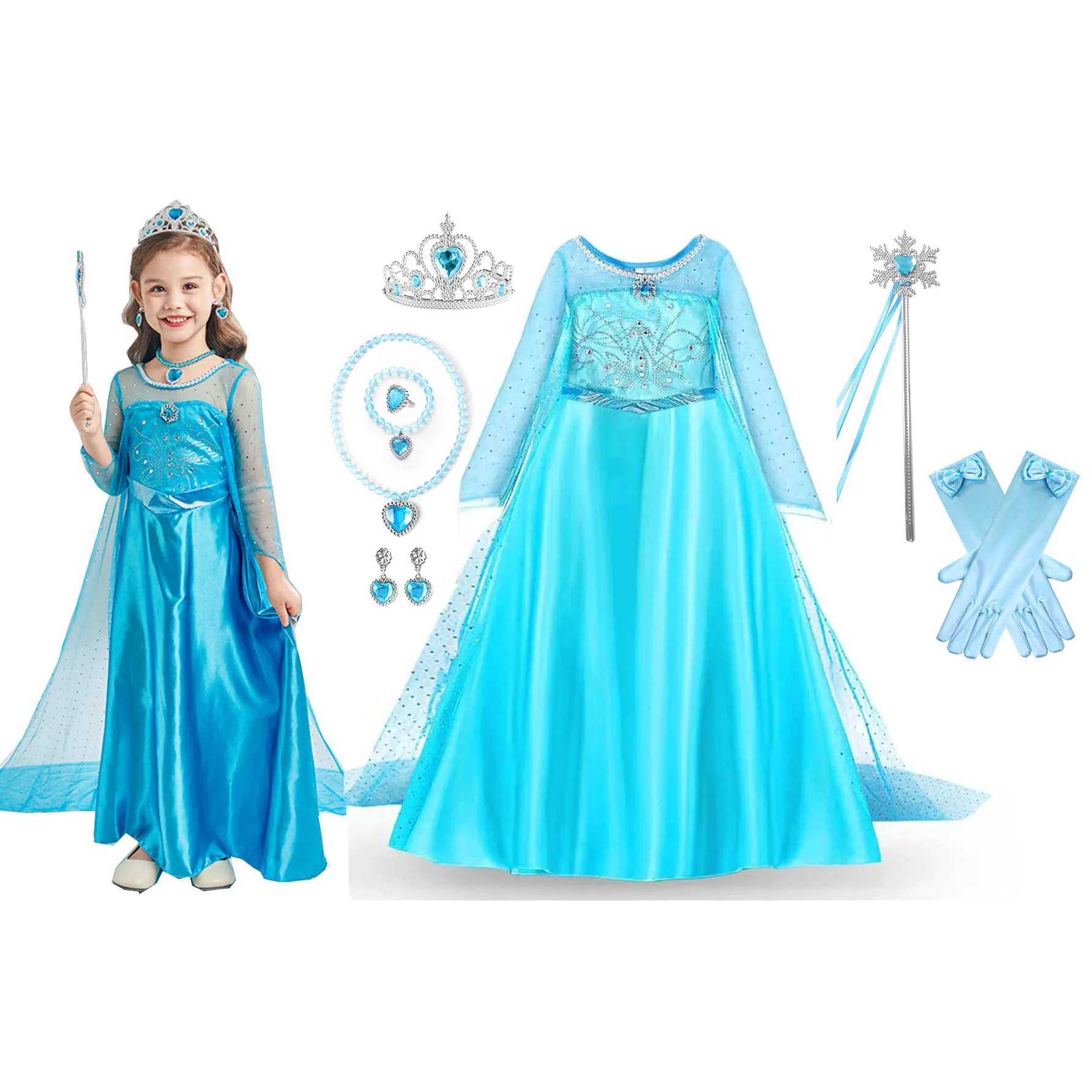 

Shiny Toddler Little Girls Movie Princess Frozen Elsa Birthday Party Cosplay Halloween Fancy Dress
