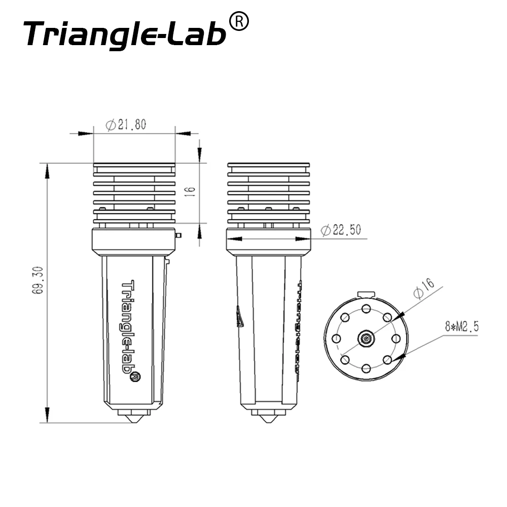 Trianglelab CHC XL HOTEND HAUTE Performance haut débit haute vitesse résistant à l'usure FDM hotend Compatible fibre de carbone VORON 3D