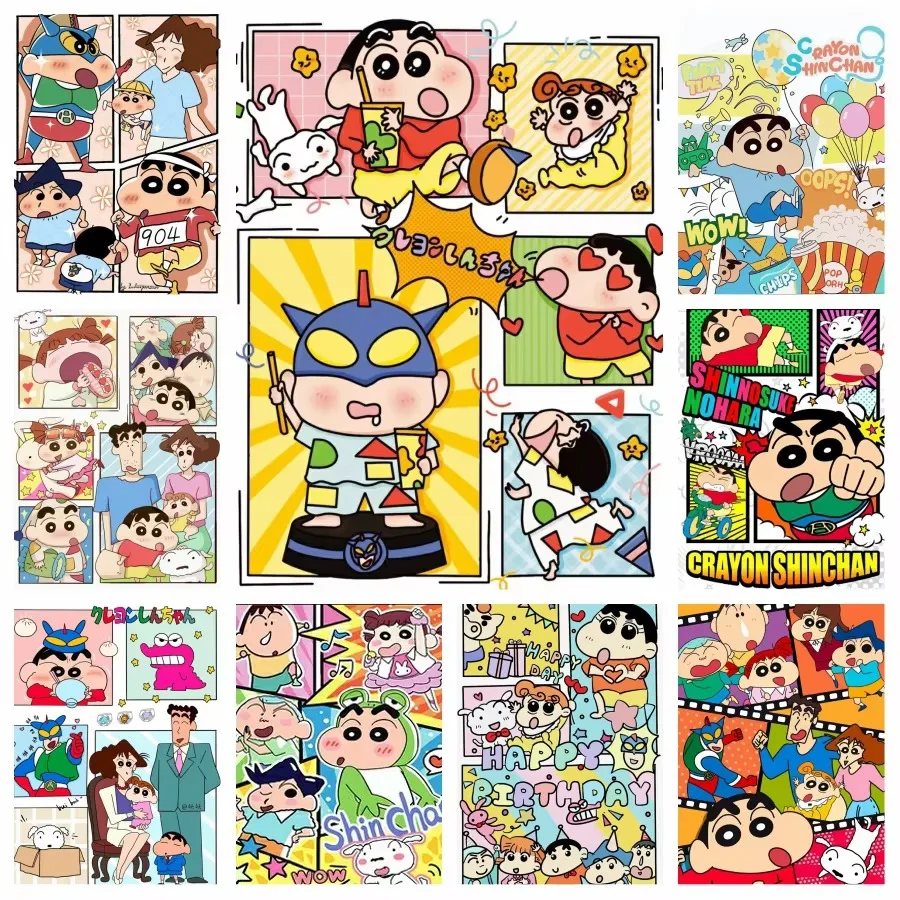 Crayon Shin Anime 5D Diamantmalerei Vollständige Aushärtung Niedliche Shinnosuke Nohara Cartoon-Charaktere Mosaik Handarbeit Heimdekoration
