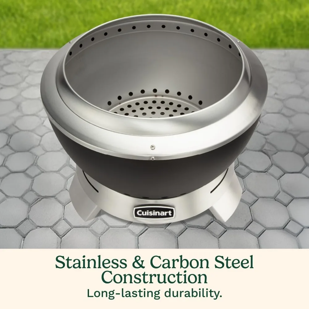 حفرة نار محمولة لحرق الخشب من الفولاذ المقاوم للصدأ مع قاعدة إزالة الرماد وتصميم بدون دخان #4