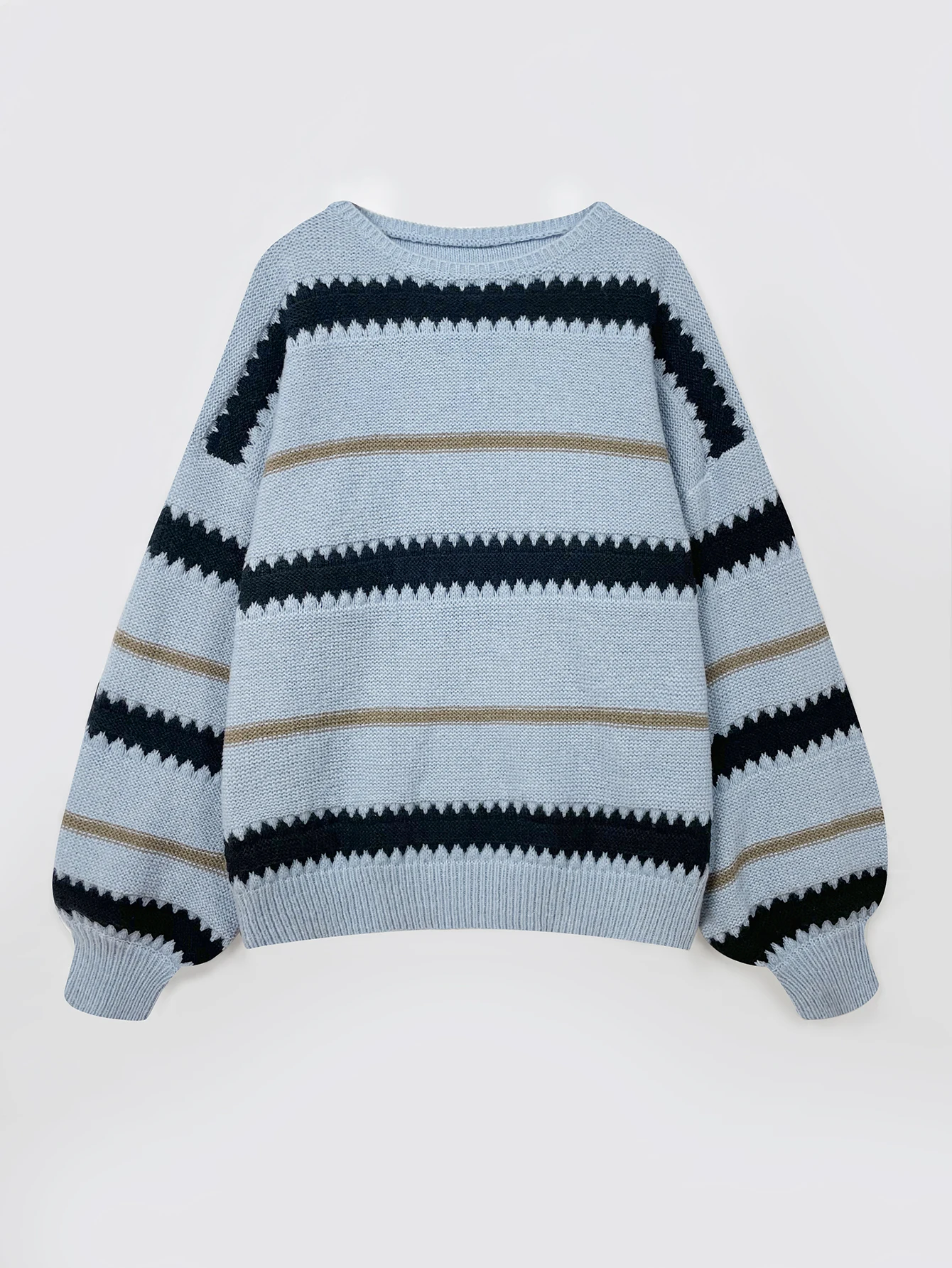 Harajuku Loose Sweater Vintage Batwing Sleeve Striped Knitted Jumpers Casual Office Lady Knitting Tops Elegant Cloth