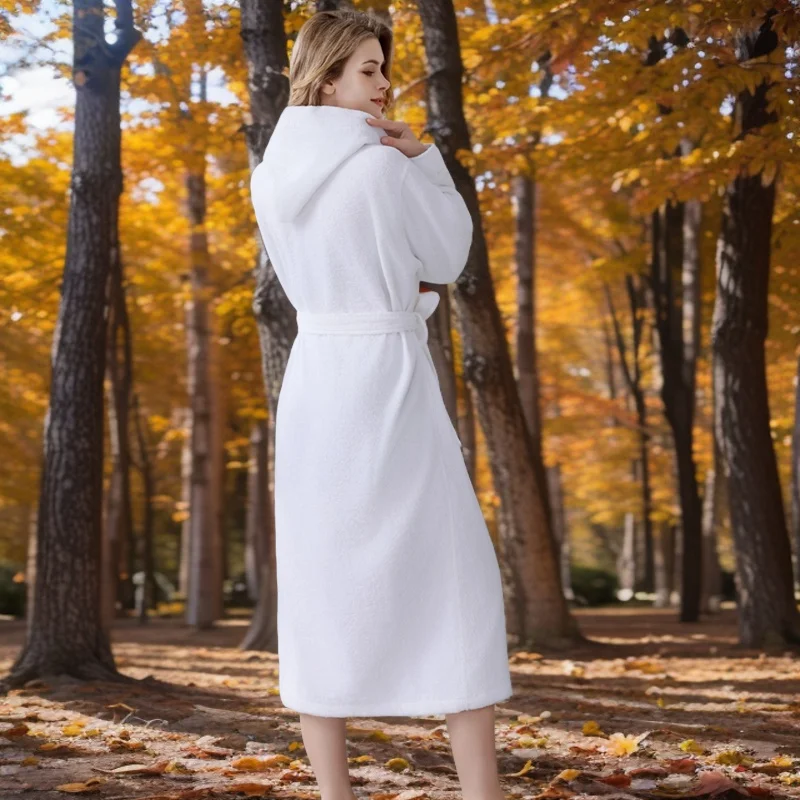 

Men Winter Extra Long Thick Warm Flannel Bathrobe Plus Size Soft Towel Fleece Bath Robe Women Jacquard Dressing Gown Sleepwear