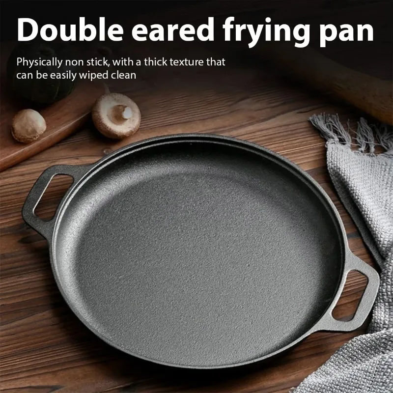 

Cast Iron Frying Pan Non-stick pan Pizza Egg Pancake Pot Vegetable Steak Skillet Home Kitchen Flat Pan Omelette Outdoor Cookware