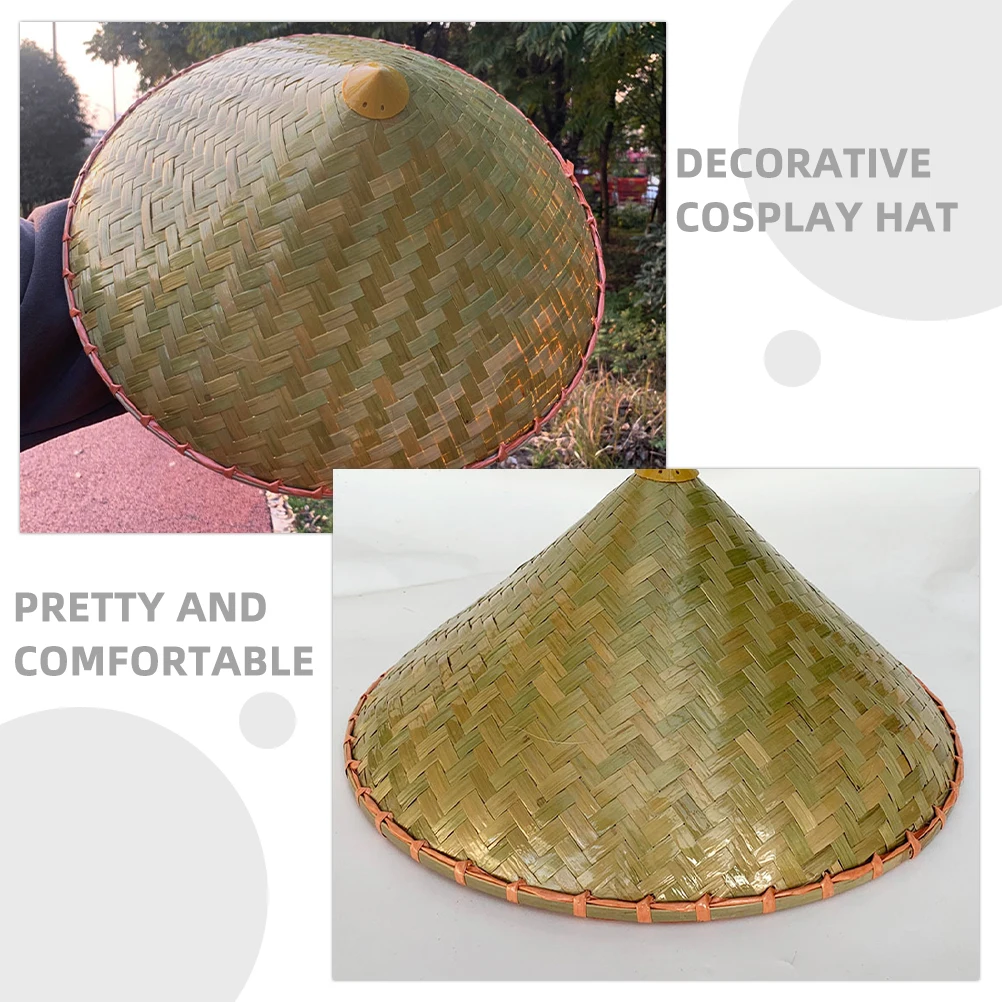 

Bamboo Hat for Decor Japanese Asian Prop Fisherman Cap Cone Caps Has