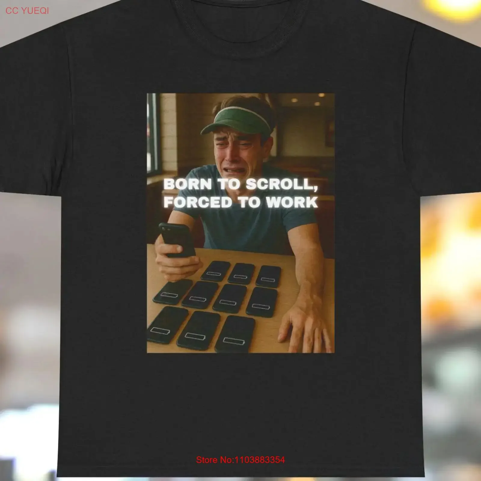 Né pour défiler travail forcé t-shirt Doomscrolling drôle Meme médias sociaux dépendance blague vintage lavé doux mode étiré