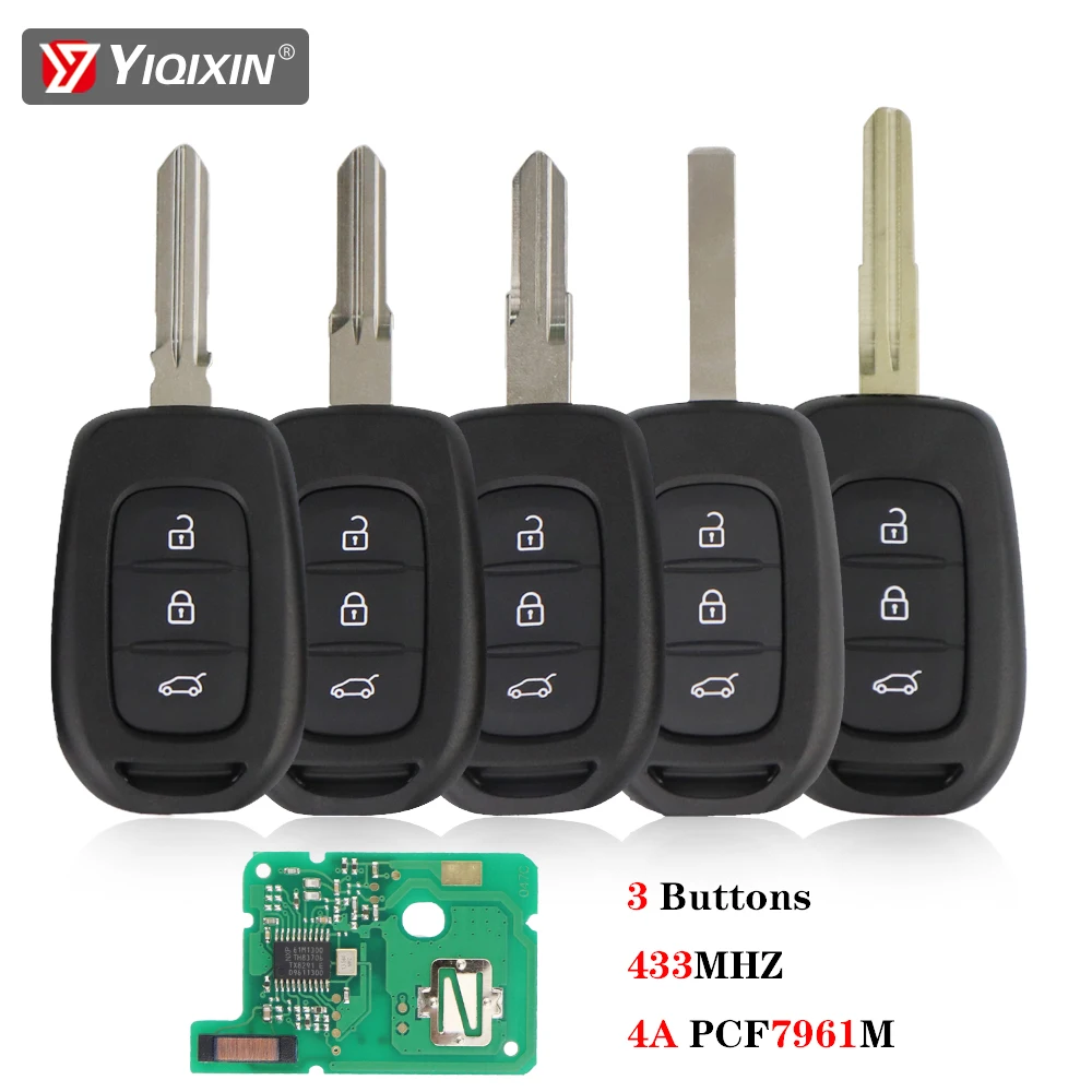 YIQIXIN 3 Buttons Flip Smart Remote Car Key For Renault Megane 4 3 Captur Duster Symbol Logan Lodgy Dokker 433Mhz 4A PCF7961M