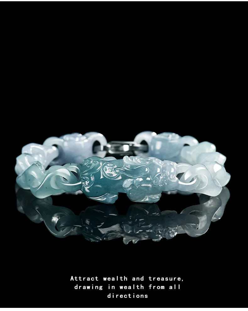 

Myanmar Jadeite Pixiu Bracelet Bangle Carved Gemstone Talismans Gifts for Women Real Jewelry Luxury Natural Jade Charm Fashion