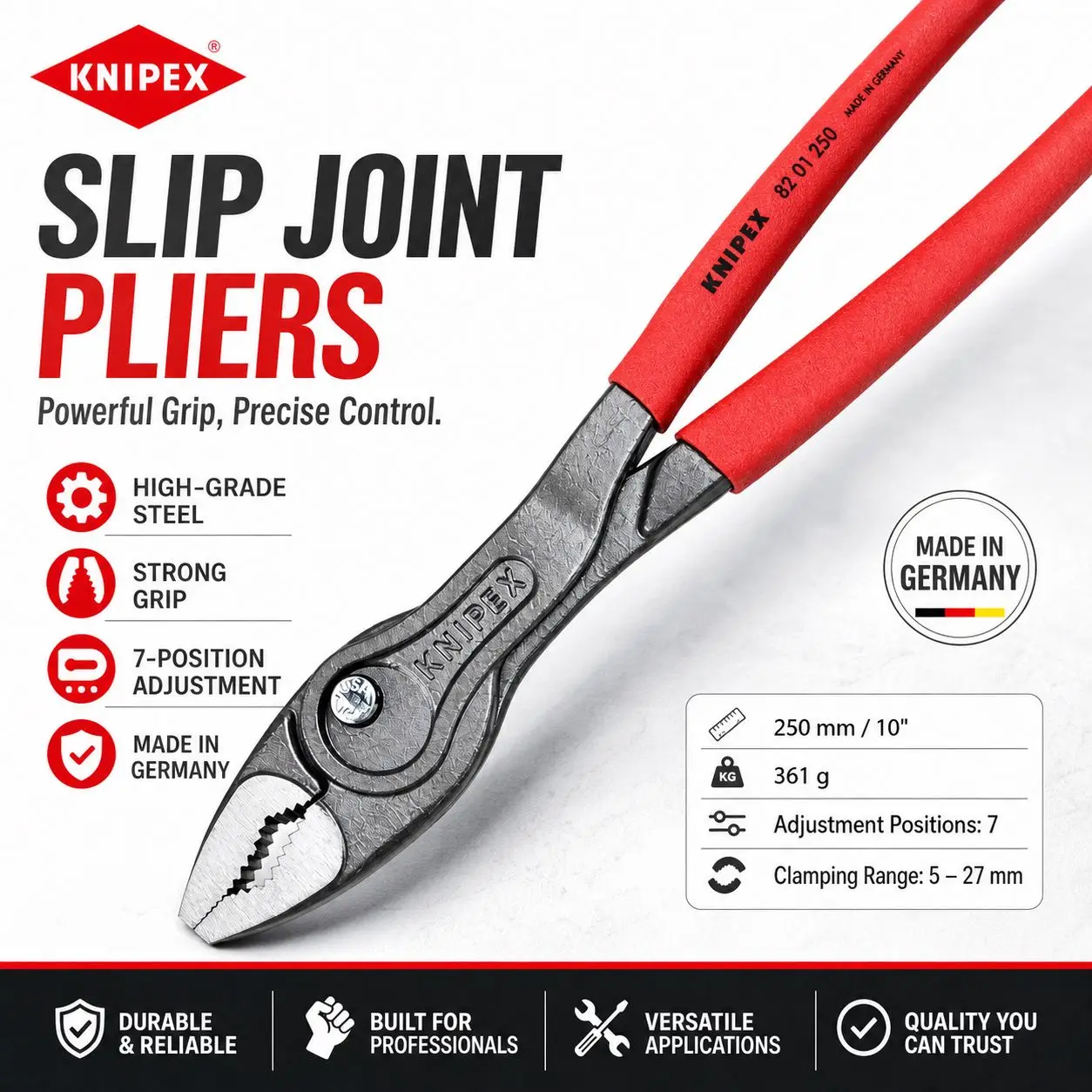 KNIPEX TwinGrip Pliers, Front and Side Grip Pliers, Multi-Grip Slip Joint Pliers, Professional Pliers for Gripping and Pulling
