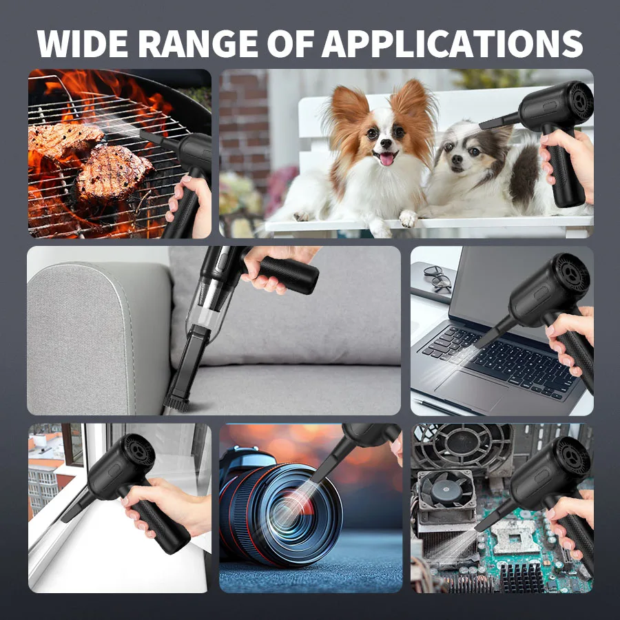 2 In 1 Compressed Air Duster Cordless Dust Blower Rechargeable Blow and Suck Vacuum Cleaner Electric For Computer Keyboard Sofa