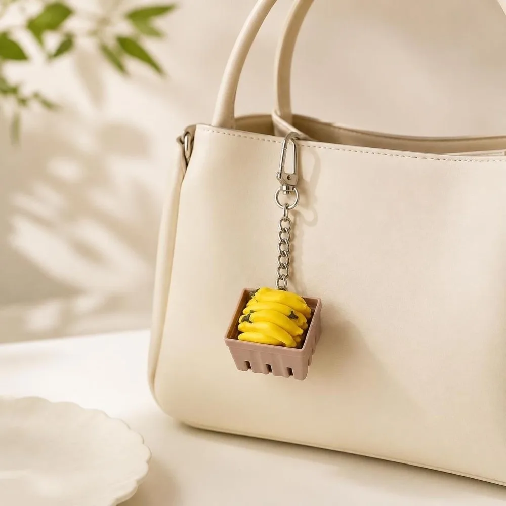 Funny Simulation Fruits Colorful Fruits Keychain Cartoon Creative Fidget Keychain Handbag Charm Gift