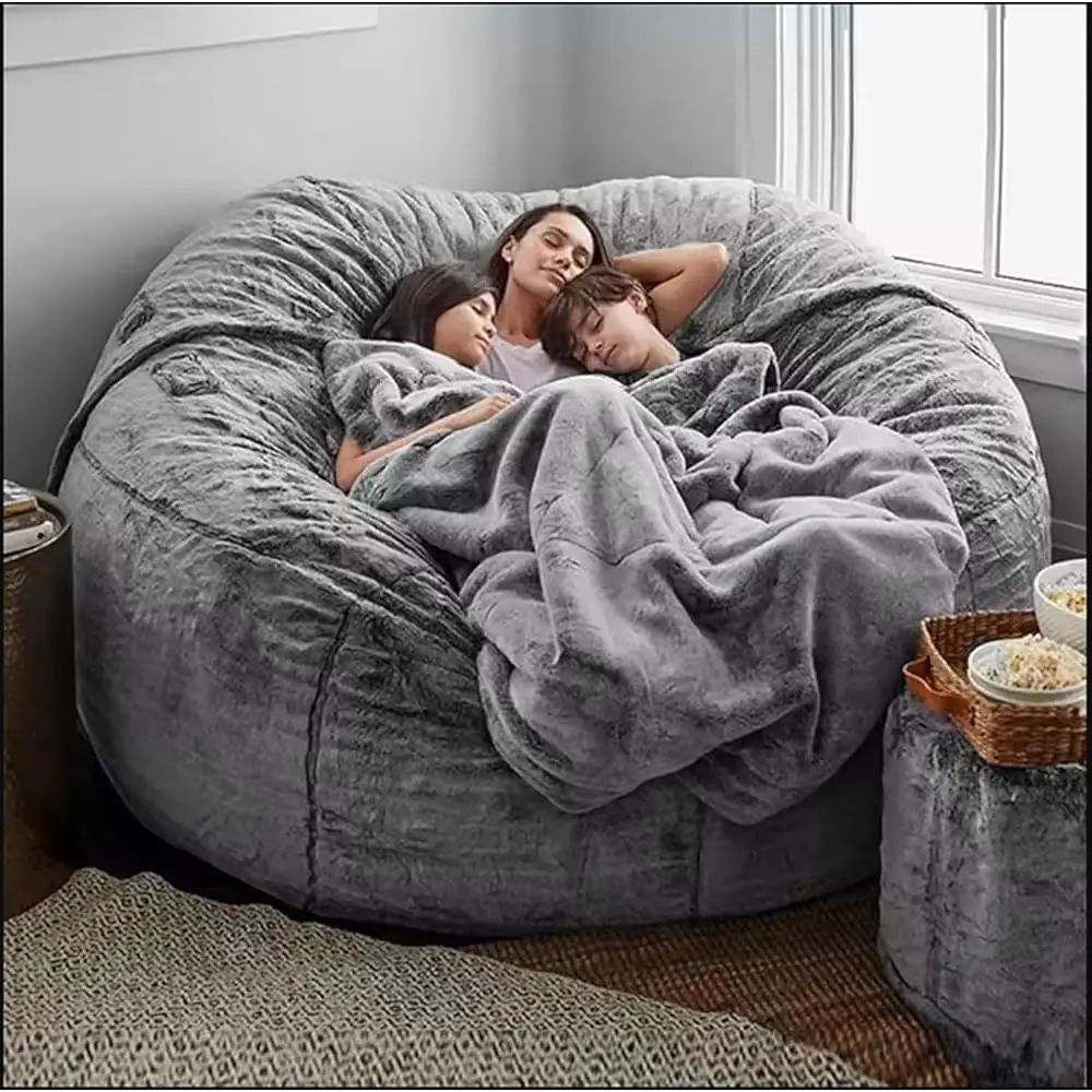 

Bean Bag Chair For Adults Covers 6Ft No Filler Huge Large Fluffy Bean Bag Adult Sitting Chairs 2 Seater Or 4 Seater For Living