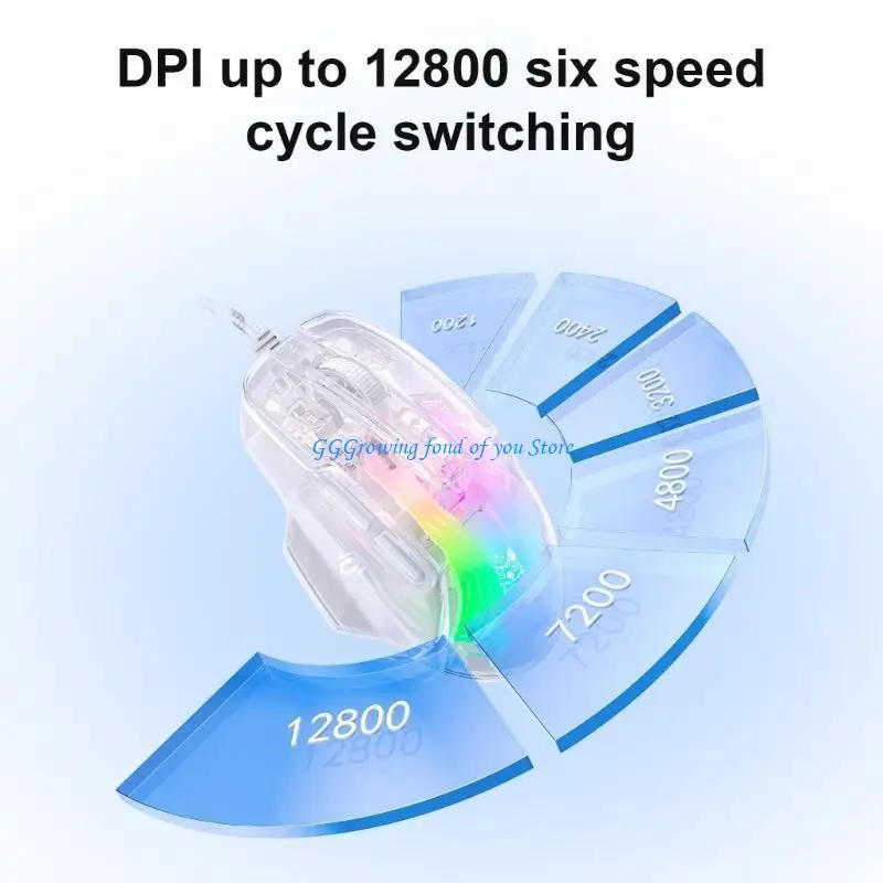 

H9EB RGBs Gamings Mouse Cord ,USB Optical Computer Mouse with 7 Programmable Button