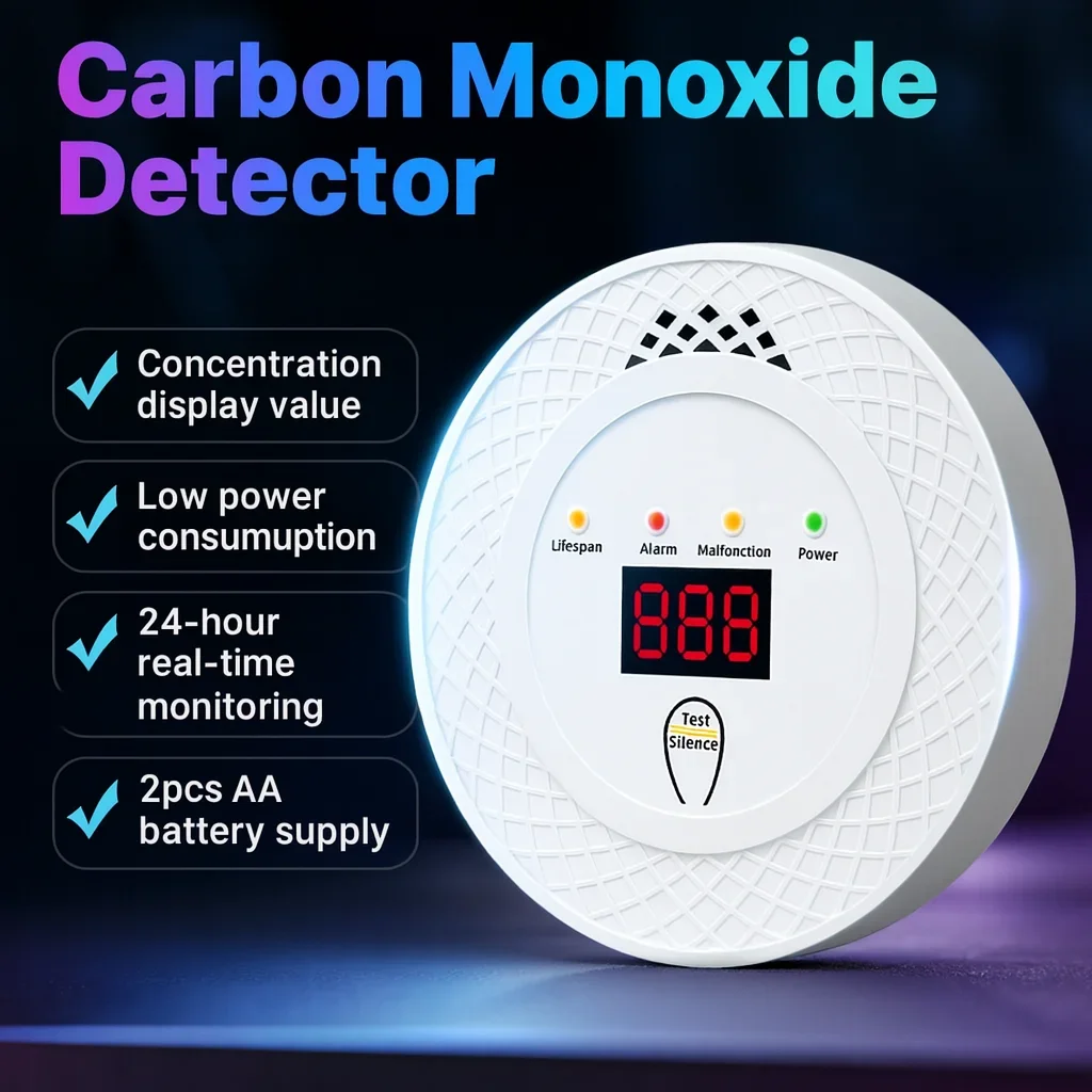 

Carbon Monoxide Detector with Digital Display | Sensitive CO Sensor | 85dB Alarm | Low Power Design | Battery Powered No Battery