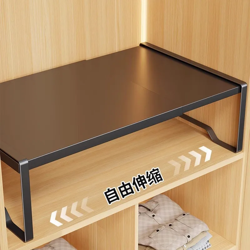 Wardrobe Layered Rack Baffle Storage Artifact Cabinet Retractable Shelf Wardrobe Carbon Steel Partition Shelf